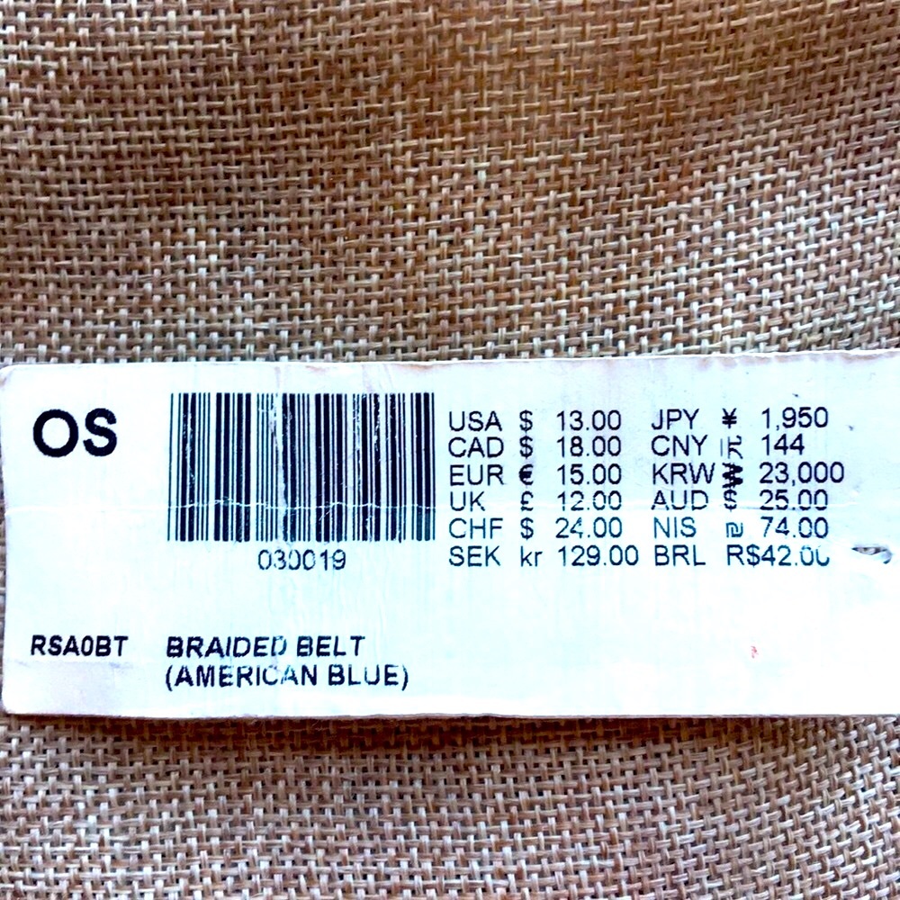 Vintage American Apparel Blue Braided Fabric Belt Denim - Picture 2 of 3